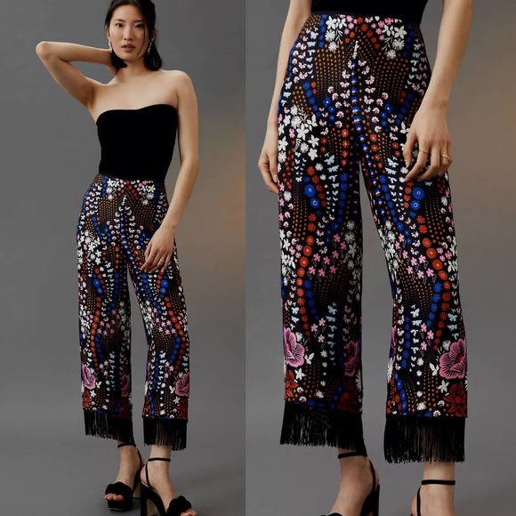 Anthropologie Maeve Floral Printed Wide-Leg Pants - Size 12 - NWT